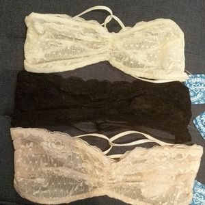 Lot of 3 Free People Lace Bandeau Bralette S